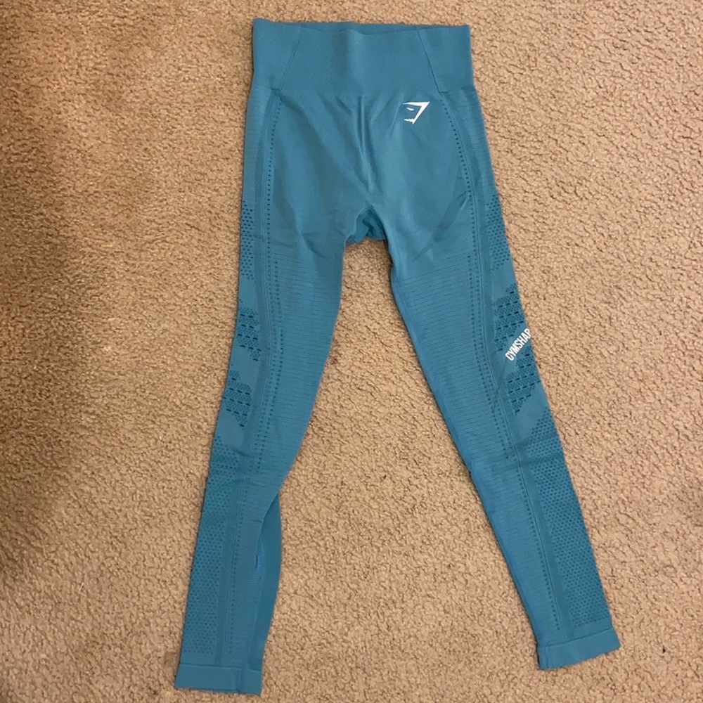 Gymshark energy seamless aqua blue full length leggings size small